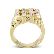 LO5M018-  Brass Ring with Top Grade Crystal  in Clear Gold Plated